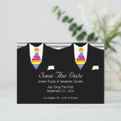 Regenboog Stropdas Gay Save De Datum Bruiloft Kaar RSVP Kaartje (Staand voorkant)