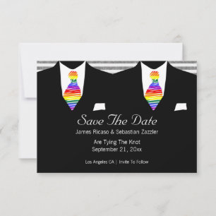 Regenboog Stropdas Gay Save De Datum Bruiloft Kaar RSVP Kaartje