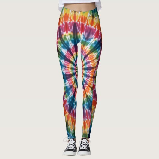regenboog stropdas-kleurstof leggings (Voorkant)