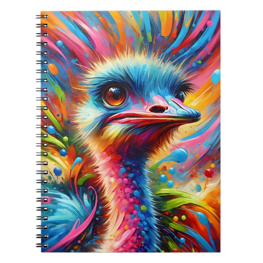 Regenboog Struisvogel Spetter Notitieboek (Voorkant)