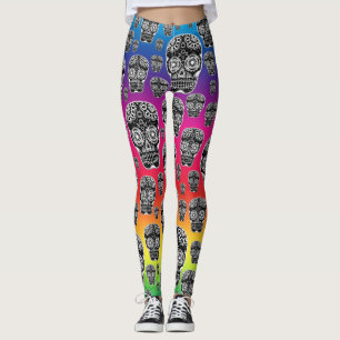 Regenboog Suiker Schedel Leggings