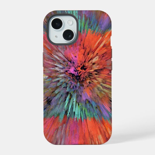 Regenboog Supernova Fractale Kunst iPhone 15 Case (Achterkant)