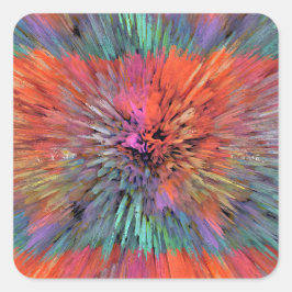 Regenboog Supernova Fractale Kunst Vierkante Sticker