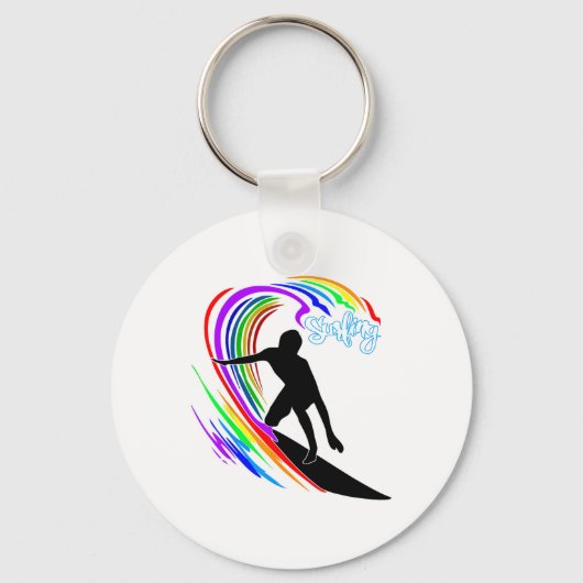 Regenboog Surfen Sleutelhanger (Voorkant)