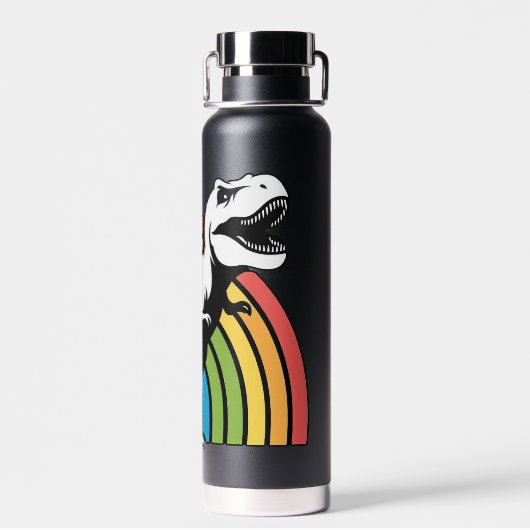 Regenboog T-Rex Waterfles (Achterkant)