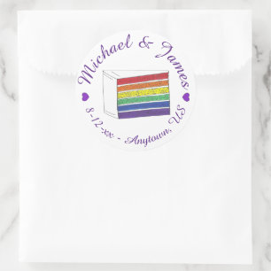 Regenboog Taartpunt Paarse Hart LGBT Homoseksueel Ronde Sticker