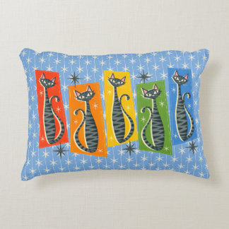 Regenboog Tabby Kat Atomair Retro LGBTQ+ Accent Kussen
