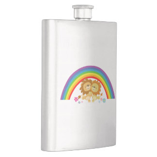 Regenboog Tango-Cute Cartoon Leeuwen Klassieke Fle Heupfles