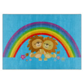 Regenboog Tango-Cute Cartoon Leeuwen Snijplank (Voorkant)