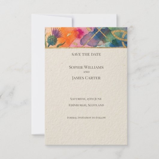 Regenboog Tartan Save the Date Kaart (Voorkant)
