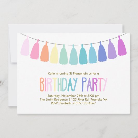 Regenboog Tassel Garland Verjaardagsfeest Kaart (Voorkant)