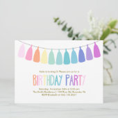 Regenboog Tassel Garland Verjaardagsfeest Kaart (Staand voorkant)