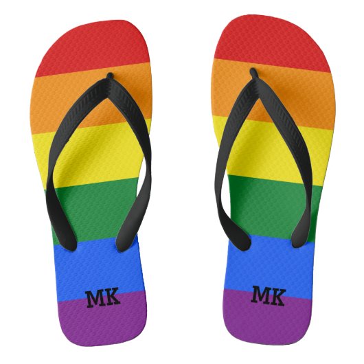 Regenboog teenslippers met gepersonaliseerd monogr (Voetbed)