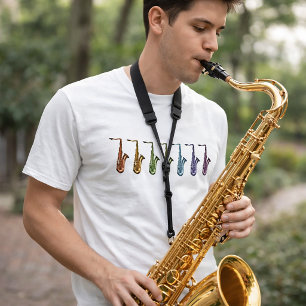 Regenboog Tenor Saxofoon Kleurig Muziekinstrument T-shirt