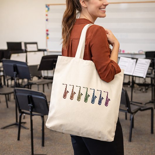 Regenboog Tenor Saxofoons Tote Bag