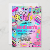 Regenboog Terug naar de 90's Verjaardagsfeestje Kaart (Voorkant)