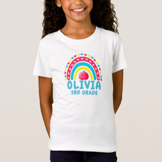 Regenboog terug naar school kinder t-shirt retro r (Voorkant)
