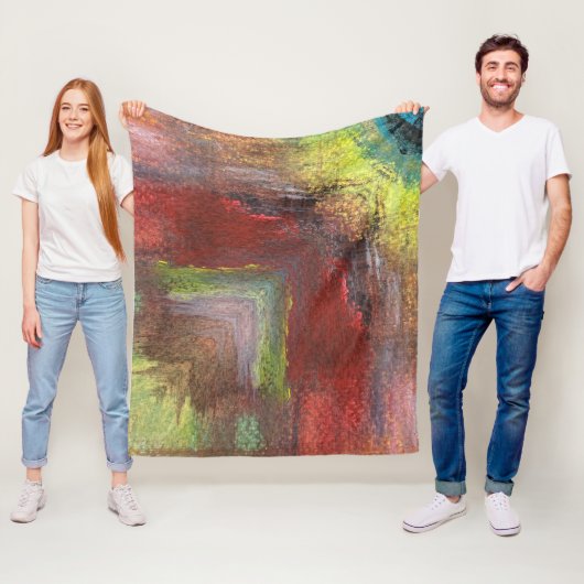 Regenboog Texturele Abstract Fleece Deken (In situ)