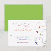 Regenboog Thema Bloemen Bruiloft RSVP Antwoord (Voorkant / Achterkant)