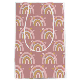 Regenboog thema harten roze medium cadeauzakje
