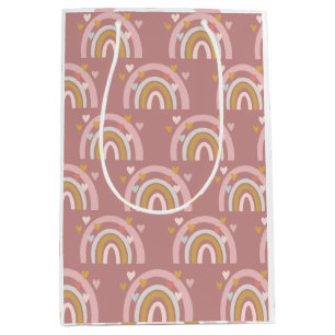 Regenboog thema harten roze medium cadeauzakje