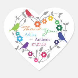 Regenboog Thema Vogels Bloemen Bruiloft Favor Labe Hart Sticker