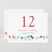 Regenboog Thema Vogels Bloemen Trouwtafel Kaart (Voorkant / Achterkant)