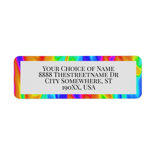 Regenboog Tie Dye Abstract Etiket (Voorkant)