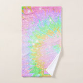 Regenboog Tie Dye Glitter Aangepaste naam Badhandd Bad Handdoek (Handdoek)