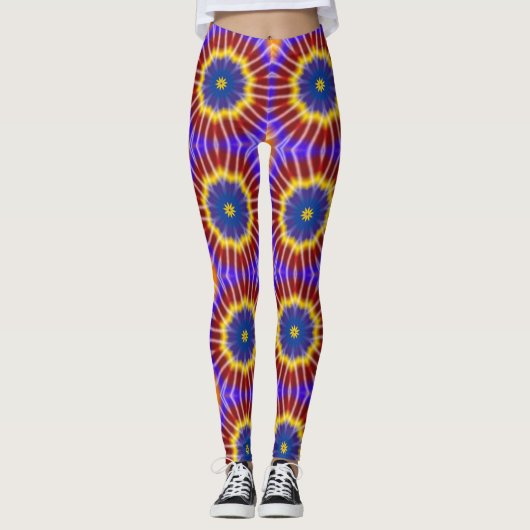 Regenboog Tie Dye Kaleidoscoop Leggings (Voorkant)