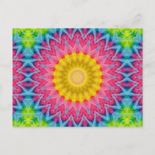 Regenboog Tie-Dye Mandala met Levendige Symmetrie Briefkaart