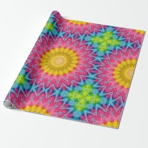 Regenboog Tie-Dye Mandala met Levendige Symmetrie Cadeaupapier