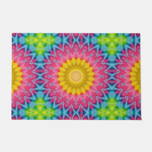 Regenboog Tie-Dye Mandala met Levendige Symmetrie Deurmat