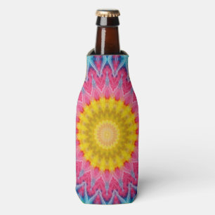 Regenboog Tie-Dye Mandala met Levendige Symmetrie Flesjeskoeler