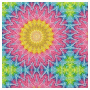 Regenboog Tie-Dye Mandala met Levendige Symmetrie Stof