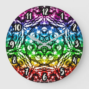 Regenboog Tie Dye Mandala Ster Grote Klok