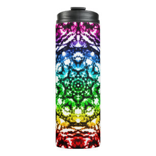 Regenboog Tie Dye Mandala Ster Thermosbeker