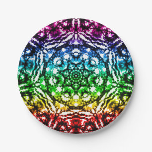 Regenboog Tie Dye Mandala Ster Verjaardagsfeestje Papieren Bordje