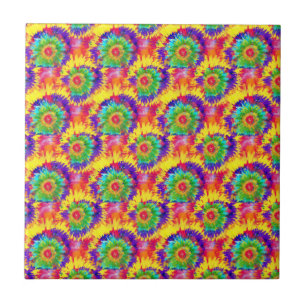 Regenboog Tie Dye Retro Stijl Kleurrijke Kunst Kun Tegeltje