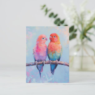 Regenboog Tortelduifjes Briefkaart