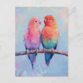 Regenboog Tortelduifjes Briefkaart (Voorkant)