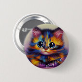 Regenboog Tortie Kitten Knop Ronde Button 5,7 Cm (Voorkant /achterkant)