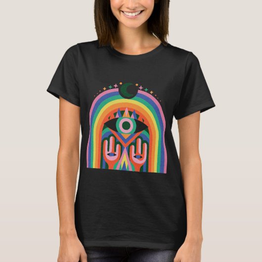 Regenboog Totem Masker Kunst T-shirt (Voorkant)