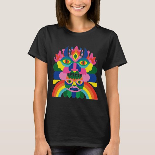Regenboog Totem Masker Kunst T-shirt (Voorkant)