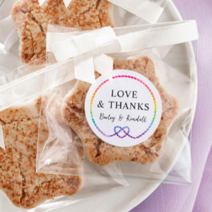 Regenboog Touw Hart Nautische LGBT Bruiloft Dank u Ronde Sticker