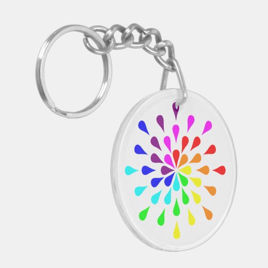 Regenboog traandruppels sleutelhanger (Voorkant Links)