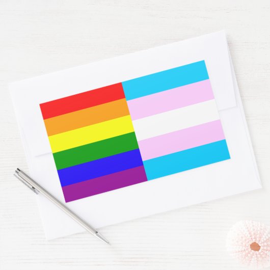 Regenboog/trans pride vlaggen sticker (Envelop)
