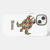 Regenboog Tribale Zeeschildpad op Witte Achtergron iPhone Hoesje (Achterkant horizontaal)