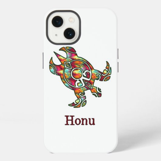 Regenboog Tribale Zeeschildpad op Witte Achtergron iPhone Hoesje (Achterkant)