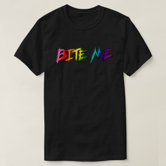 Regenboog trots bijt me t-shirt (Design voorkant)
